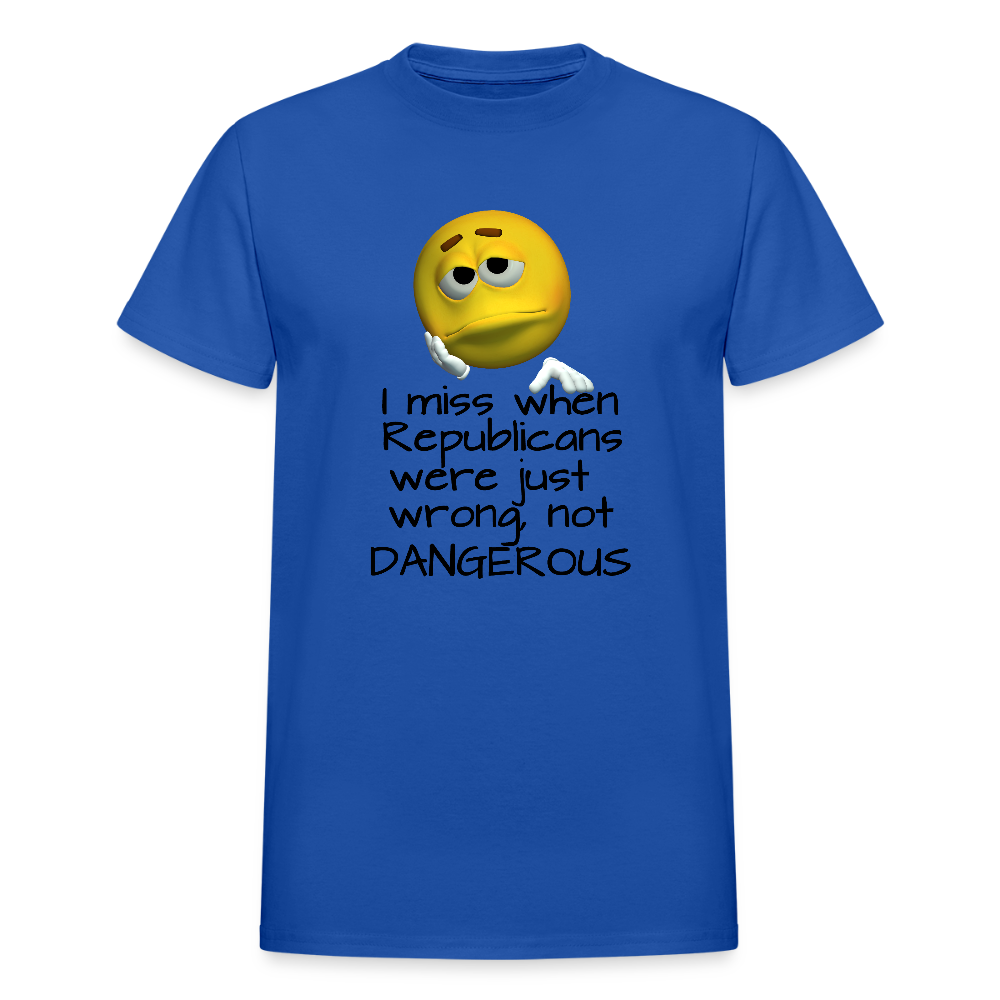 Republicans - Wrong not Dangerous - Anti-Republican Protest T-Shirt - (Black Letters) - Adult T-Shirt - royal blue