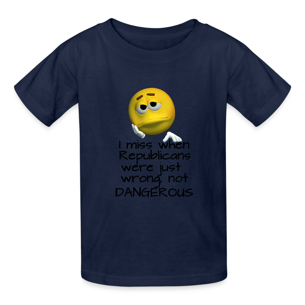 Republicans - Wrong not Dangerous - Anti-Republican Protest T-Shirt - (Black Letters) - Youth T-Shirt - navy