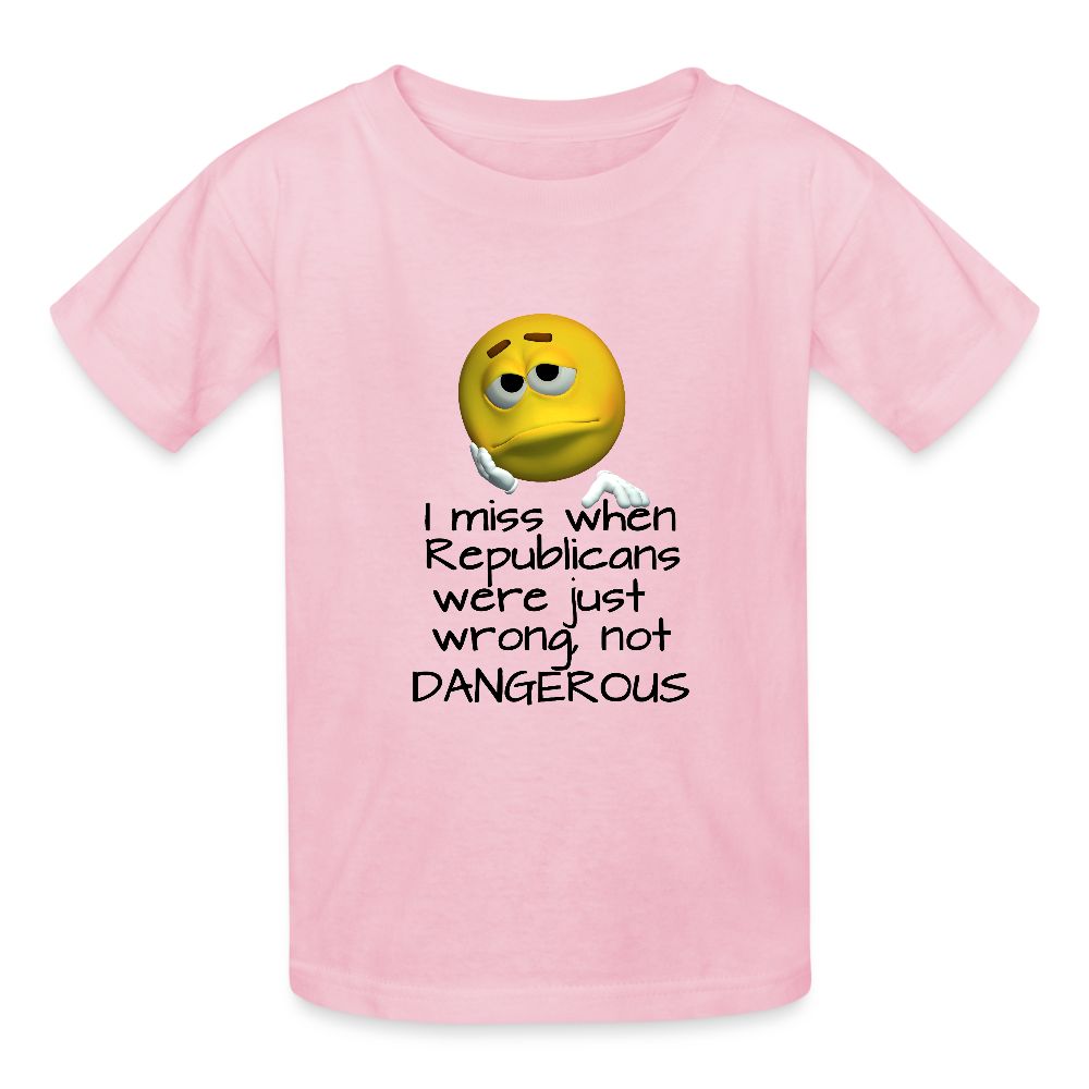 Republicans - Wrong not Dangerous - Anti-Republican Protest T-Shirt - (Black Letters) - Youth T-Shirt - light pink