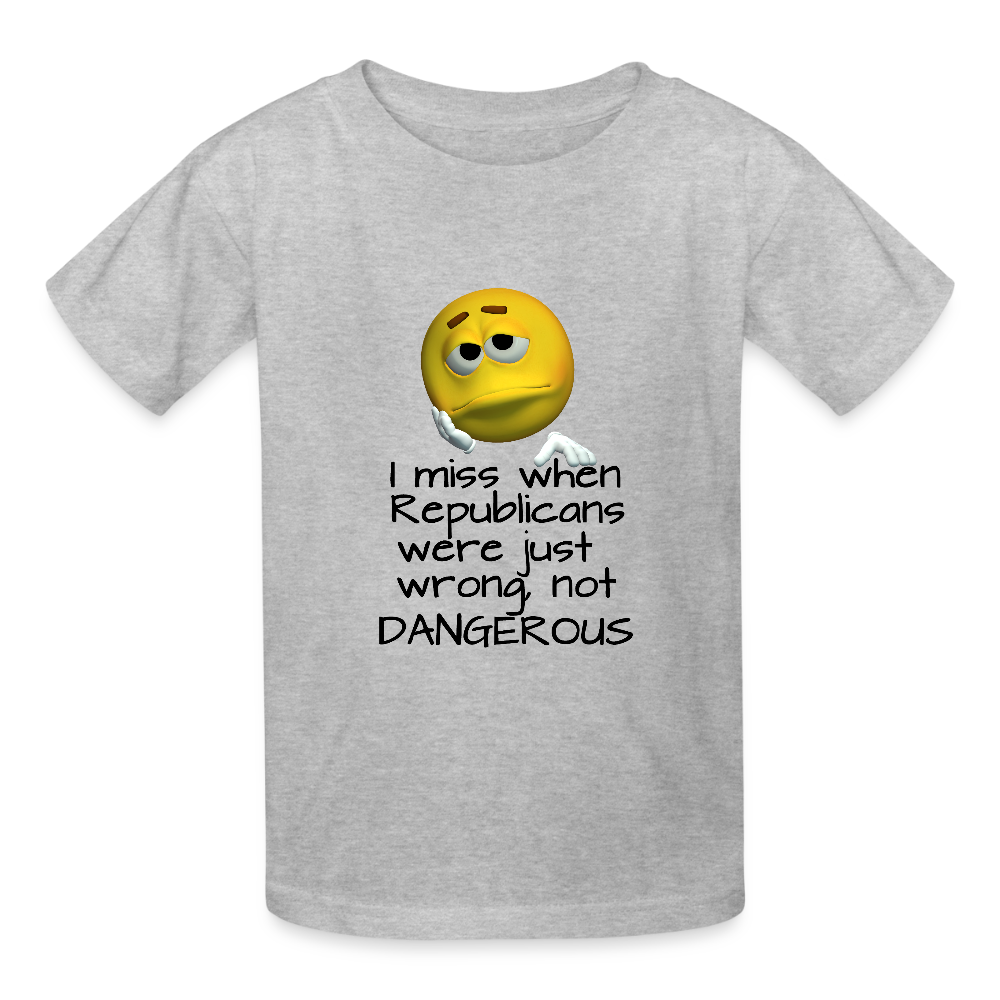 Republicans - Wrong not Dangerous - Anti-Republican Protest T-Shirt - (Black Letters) - Youth T-Shirt - heather gray