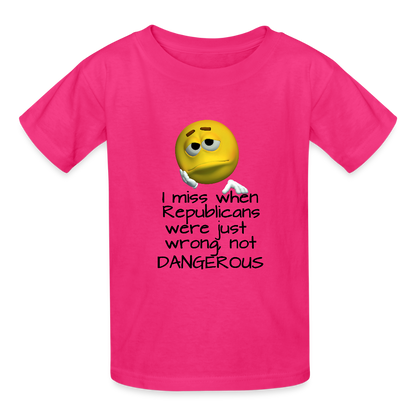 Republicans - Wrong not Dangerous - Anti-Republican Protest T-Shirt - (Black Letters) - Youth T-Shirt - fuchsia
