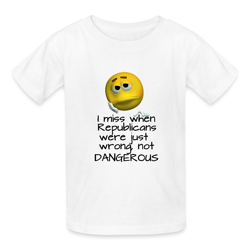 Republicans - Wrong not Dangerous - Anti-Republican Protest T-Shirt - (Black Letters) - Youth T-Shirt - white