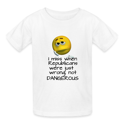 Republicans - Wrong not Dangerous - Anti-Republican Protest T-Shirt - (Black Letters) - Youth T-Shirt - white