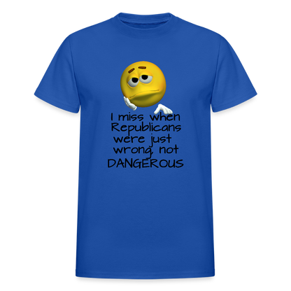 Republicans - Wrong not Dangerous - Anti-Republican Protest T-Shirt - (Black Letters) - Adult T-Shirt - royal blue