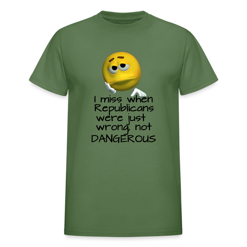 Republicans - Wrong not Dangerous - Anti-Republican Protest T-Shirt - (Black Letters) - Adult T-Shirt - military green