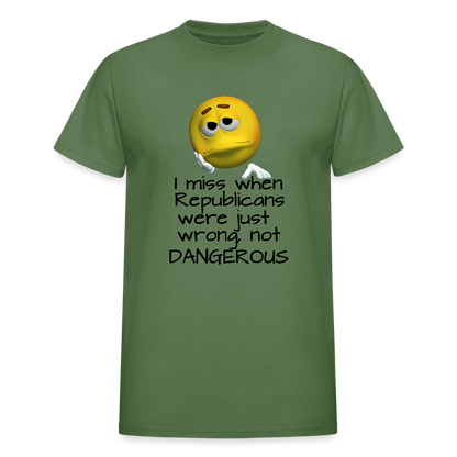 Republicans - Wrong not Dangerous - Anti-Republican Protest T-Shirt - (Black Letters) - Adult T-Shirt - military green