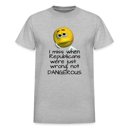 Republicans - Wrong not Dangerous - Anti-Republican Protest T-Shirt - (Black Letters) - Adult T-Shirt - heather gray