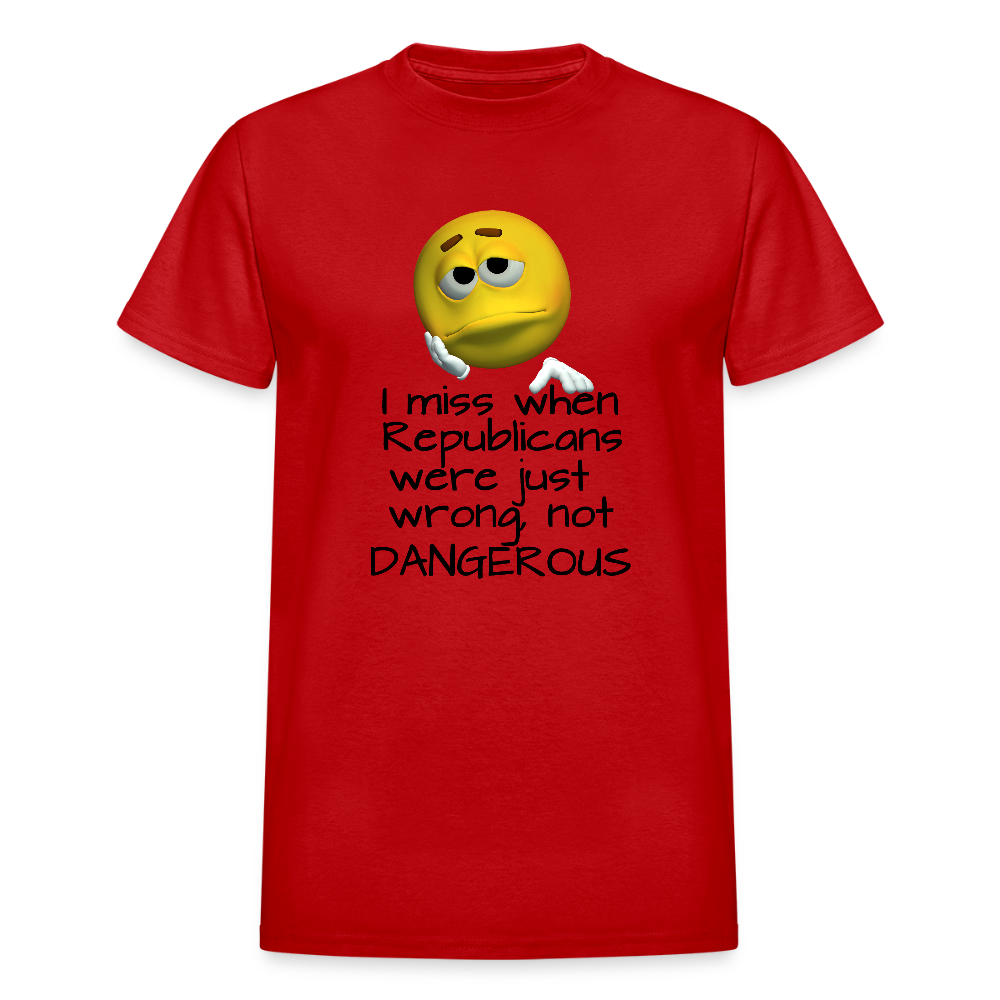 Republicans - Wrong not Dangerous - Anti-Republican Protest T-Shirt - (Black Letters) - Adult T-Shirt - red