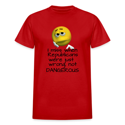 Republicans - Wrong not Dangerous - Anti-Republican Protest T-Shirt - (Black Letters) - Adult T-Shirt - red