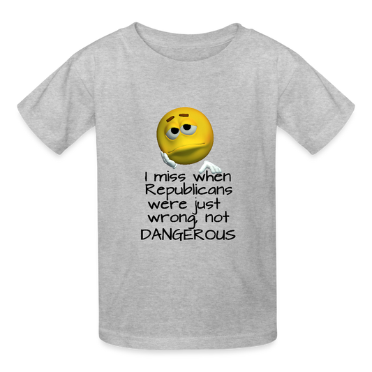 Republicans - Wrong not Dangerous - Anti-Republican Protest T-Shirt - (Black Letters) - Youth T-Shirt - heather gray